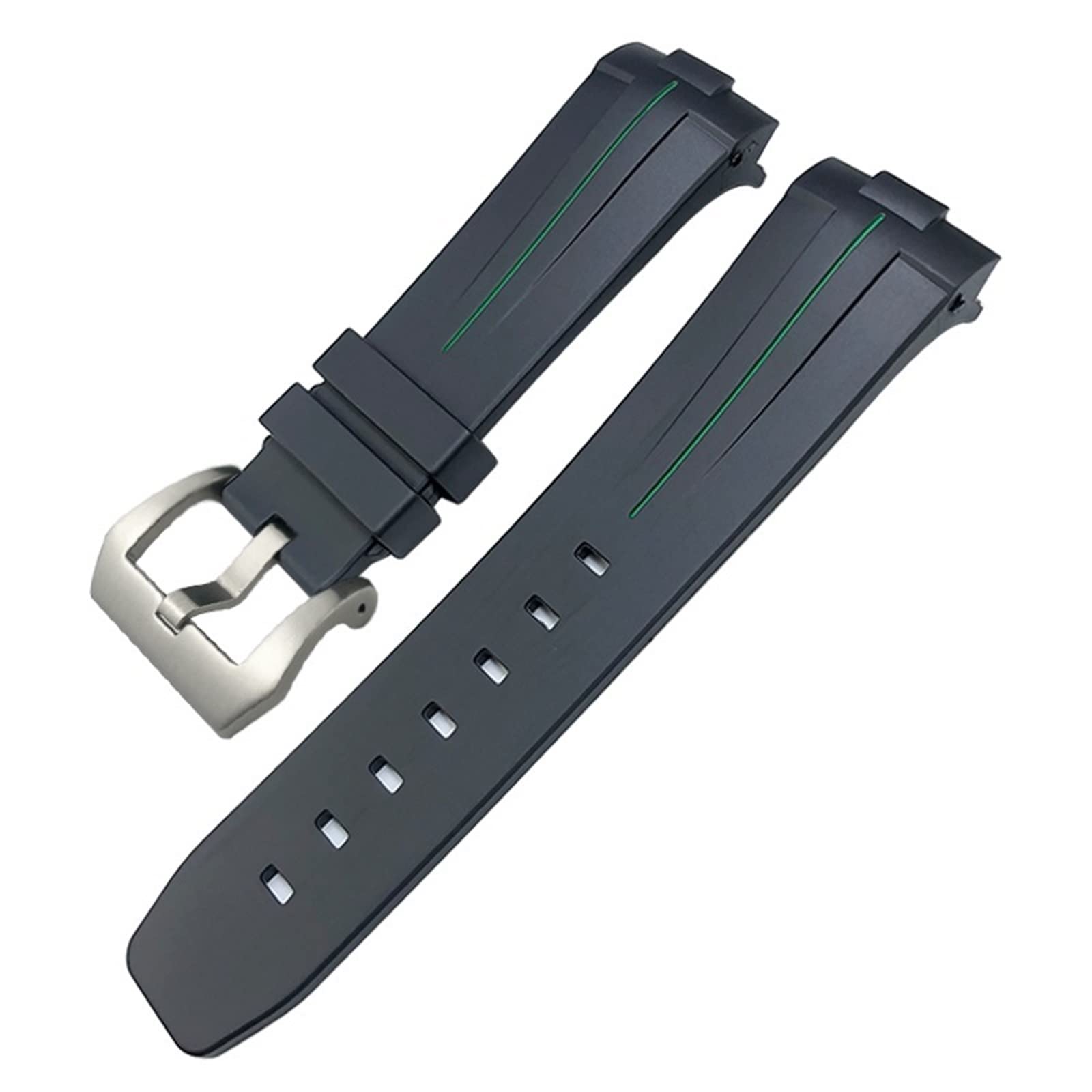 BANDKIT Uhrenarmband für Panerai PAM00111/441, wasserfestes Armband mit Schmetterlingsschnalle, 24 mm, Schwarz / Grün, 24 mm, Achat