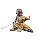 DIYOMR Chinesische Kung-Fu-Saolin-Mönch-Figuren, Basteln, Ornamente, Statuen, farbige Keramik-Kung-Fu-Kampfkunst-Skulptur für Heimdekoration, Schreibtisch, Gelb