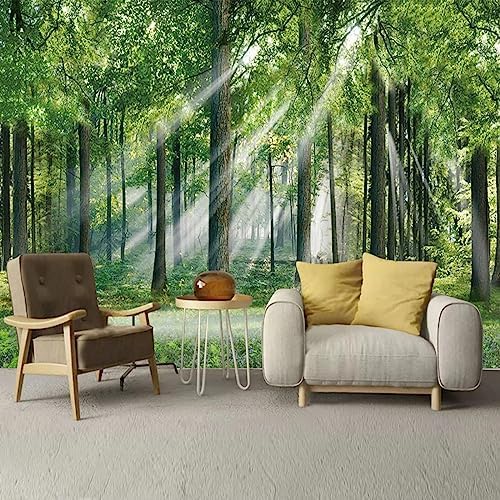 XLMING Sonnenschein Grüner Wald 3D Tapete Home Dekoration Wohnzimmer Sofa Schlafzimmer Tv Hintergrund Wand-250cm×170cm