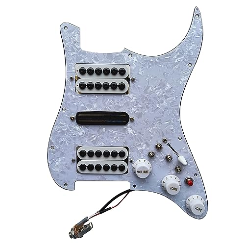 3-lagiges HSH-E-Gitarren-Ladegerät Mit Vorverdrahtetem Tonabnehmer-Schlagbrett-Kit, Schalter Für Gitarre, Schwarz-weiße Farbe (Color : White)