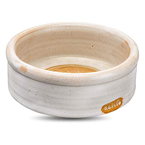 naftie hochwertiger Keramiknapf Mandala Sand weiß | Hunde-Napf & Katzen-Napf Keramik | rund, waschbar, spülmaschinenfest | handgetöpfert in Bayern | M - ca. 6cm hoch, 0,6 Liter, 17-18cm
