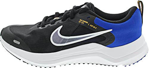 Nike Downshifter 12 Sneaker, Schwarz/Weiß-Racer-Blue-Laser-Orange, 37.5 EU