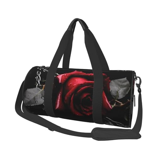 Robuste Reisetasche mit schwarzen Rosen im Gothic-Stil, geräumige und stilvolle Tasche für alle Ihre Reisebedürfnisse