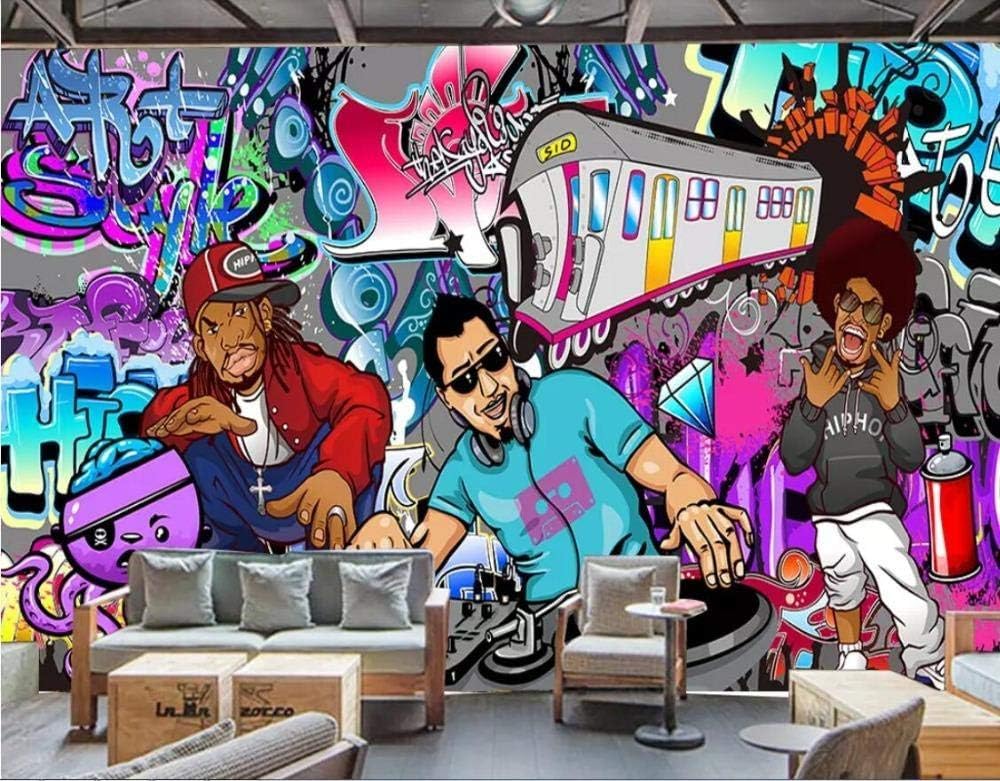 Graffiti Hip Hop Rock Musik 3D Tapete Poster Restaurant Schlafzimmer Wohnzimmer Sofa TV Dekorative Wand-200cm×140cm