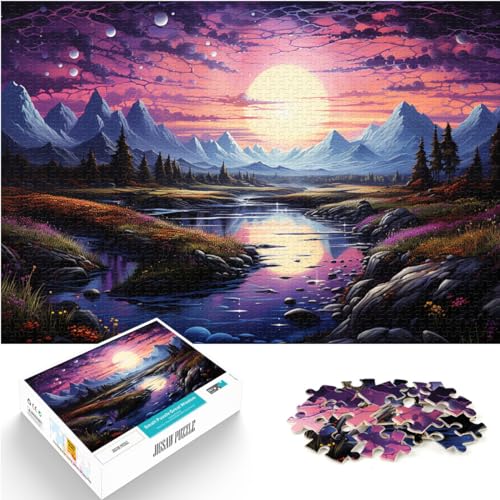 Puzzle-Geschenk, farbenfrohe psychedelische Kunstlandschaft, Puzzles für Erwachsene, 1000-teiliges Holzpuzzle, Heimdekoration, Puzzle-Spielzeug, 1000 Teile (50 x 75 cm)