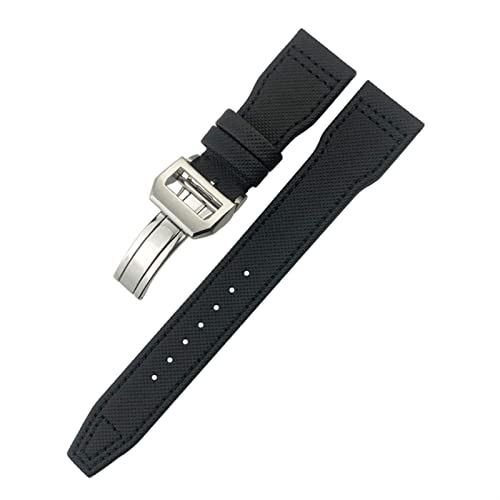 NEYENS Uhrenarmband für IWC Le Petit Prince Big Pilot IW3777, schwarzes Sportfaser-Leinenarmband, 20 mm, 21 mm, 22 mm, Nylon-Lederarmband, 20 mm, Achat