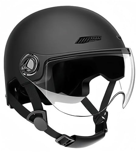 Offener Helm, Halber Motorradhelm Mit Visier, Cruiser-Schutz In ECE-Geprüftem Fall, Schützt Effektiv Die Verkehrssicherheit, Unisex A,52-60CM