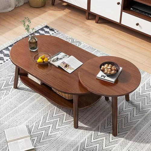 Gvqng Modernes, Ineinander Schiebbares Couchtisch-Set, 2 StüCk, Ineinander Schiebbare Beistelltische, Beistelltische Mit MDF-Tischplatte Und Holzbeinen, Akzenttisch,A