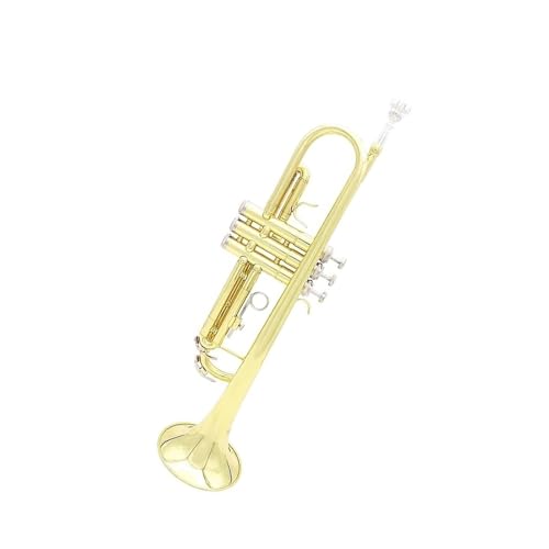 Standard Trompete Bb-Trompete Messingkörper Trompetenset professionelles Blechblasinstrument B-Flach-Gold- und Silbertrompete(Color:Yellow)