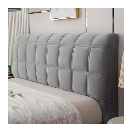 Bett Kopfteil Bezug, Stretch Kopfteilbezug Bett 180/140/160/200/180/190/200 CM, Bettkopfteil Hussen Strecken Headboard Cover, Waschbar Staubdichte Schutzhülle, Bett Kopfteil Abdeckung(Light Grey,Queen