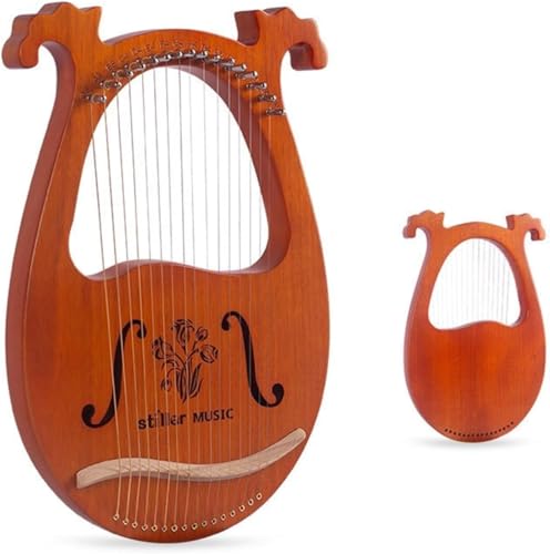 Harfe Instrument 16 Saiten Anfänger Kleine Harfe 19 Saiten Zither Instrument Mit Stimmschlüssel,Handbuch,Auswahl Und Putztuch (Color : 16-String Antler Model-Flower)