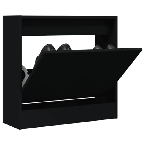 GSKXHDD Schuhschrank Schwarz 60x21x57 cm Holzwerkstoff, Schuhaufbewahrung Organizer, Schrankaufbewahrung Schuhständer, Flurmöbel Independence