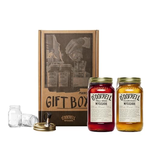 2er Likör Geschenkbox O'Donnell Moonshine | Premium Schnaps nach amerikanischer Tradition | vegan | Geschenkset | natürliche Zutaten | Geschenkidee (Pralle Kirsche/Passionsfrucht)