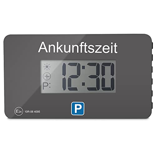 Parkwächter Automatische Parkscheibe gemäß der Straßenverkehrsordnung, Digitale Parkscheibe für das Auto, Elektronische Parkuhr, Grau, 105 x 60 x 13 mm