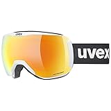 uvex downhill 2100 CV - Skibrille für Damen und Herren - konstraststeigernd - verzerrungs- & beschlagfrei - white matt/orange-green - one size