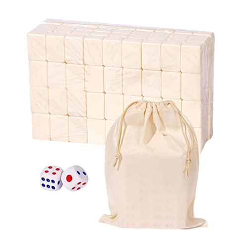 BZVCRTYKL Mini-Mahjong-Spielset, traditionelles chinesisches Mahjong-Spielset mit 144 Mini-Kacheln und 2 Würfeln, Mahjong-Set for Reisen, Camping, Party, Familienspiel/633 (Color : White)