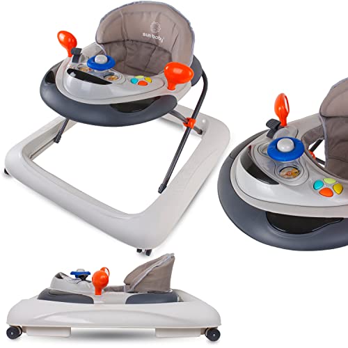 Kinderfahrzeug Lernrad Lauflernhilfe Spielcenter Gehfrei Gehhilfe Baby Walker Babyschaukel (Grau)