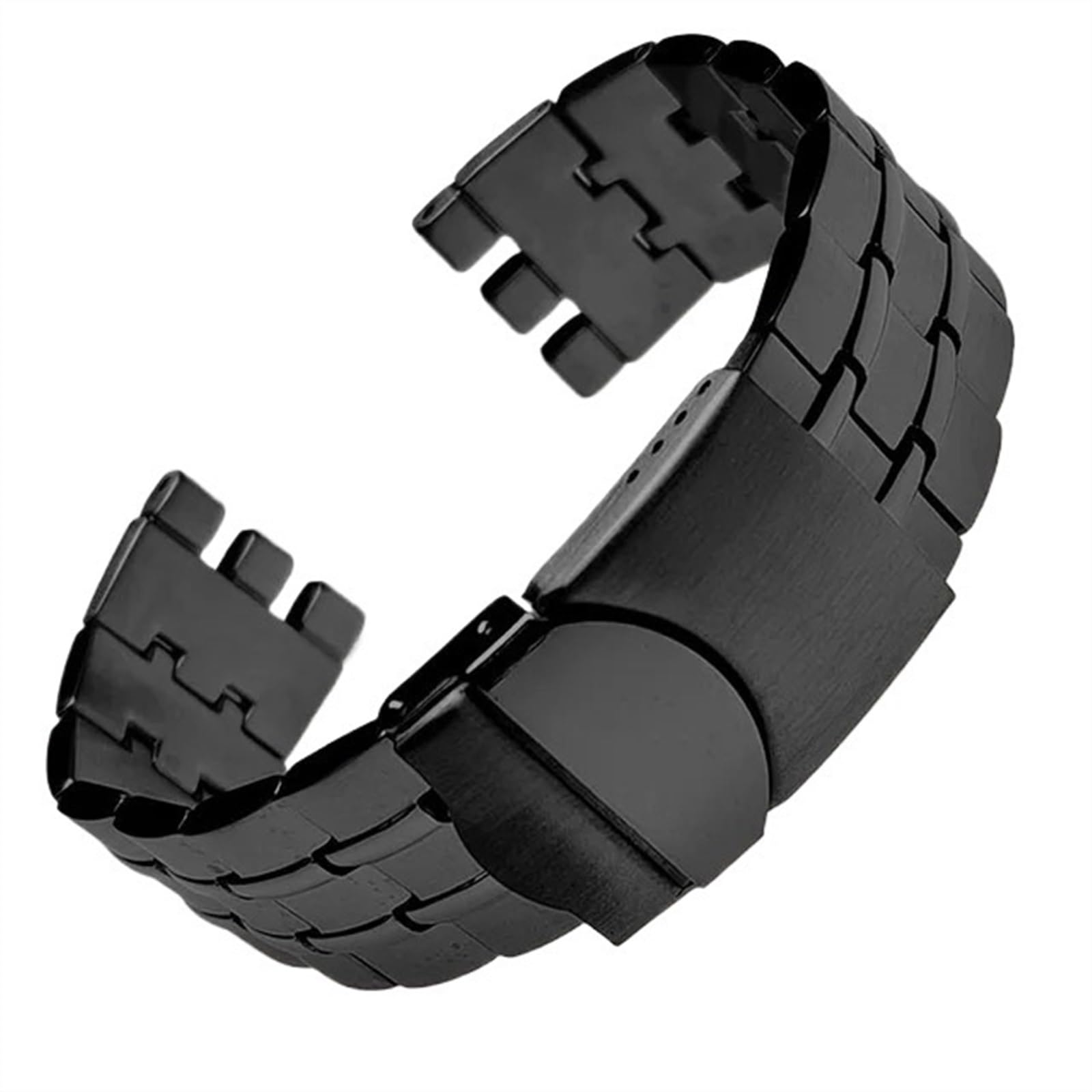 THBGTCNQ Edelstahl Uhrenarmband 19mm 21mm Band Reines Metall Herrenarmband Uhrenzubehör Armband(Black,21mm)