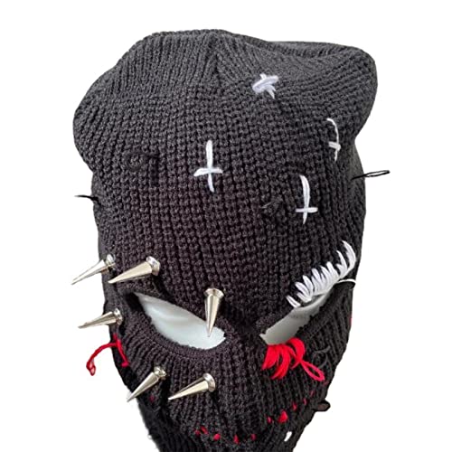 LIbgiubhy Scary Funny Rivet Knit Distressed Knitted Full Face Ski Halloween