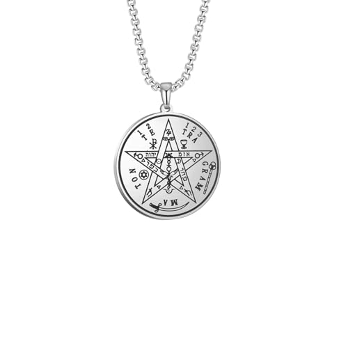 GZHENGZG Gesegnete Vintage Tetragrammaton Anhänger Halsketten wahyeh Magic Pentagram Charm Halskette Mann Halskette Mann Geschenk Göttlicher Segen