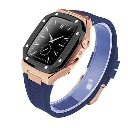 TONECY 45 mm 41 mm Edelstahl-Uhrengehäuse-Set für Apple Watch Band 40, 44 mm, Gummiband für iWatch Serie 8, 7, 6, SE, 5, 4, Modifikationsset