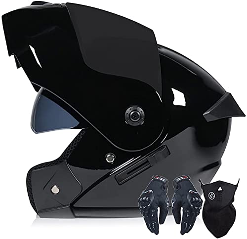 Damen Herren Motorradhelm Klapphelm Modularer Motorrad-Scooter-Integralhelm,Hochklappbarer Motorradhelm Mit Doppelvisier Sturzhelm,DOT/ECE-Zertifiziert (Color : F, Größe : XL=61-62cm)