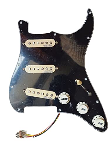 Geladenes Gitarren-Pickguard Vorverkabelt NS Black Pickguard Guitar. SSS. AINICO 5 Single Coil Pickups Kabelbaum