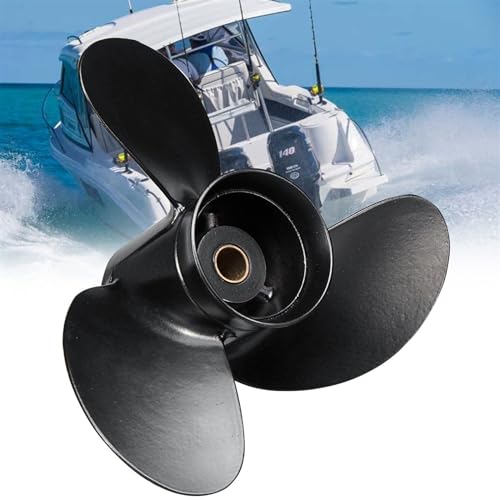 Jodriva Außenbordpropeller 3B2W64517-1 8,5 x 9 Boot, for Tohatsu, for Nissan – 8–9,8 PS, Aluminiumlegierung, 3 Blätter, schwarz, 12 Spline-Zähne Propeller für Außenbordmotoren