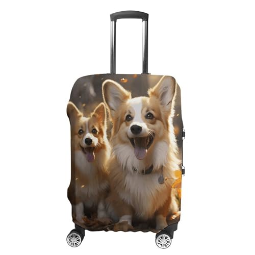 CSGJMYGS Reisegepäckabdeckung, elastisch, waschbar, modisch, kratzfest, Gepäckabdeckung, zwei Corgis-Koffer-Schutz, passend für 45,7-81,3 cm Gepäck, Style-4, M