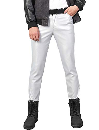 Idopy Herren Party Kostüm Kunstlederhosen Motorrad Bikerhose