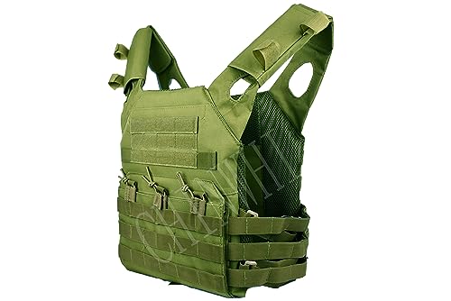 QHIU Taktische Weste Plate Carrier Camouflage Molle Schutz Multifunktions Kampf Militär verstellbares Vest für Airsoft Paintball CS SWAT Wargame Jagd Outdoor Sport