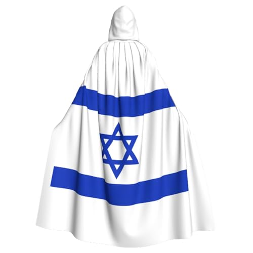 WURTON Eleganter Kapuzenumhang mit israelischer Flagge, für Halloween, Karneval, Mottopartys, Cosplays, Erwachsene, Unisex