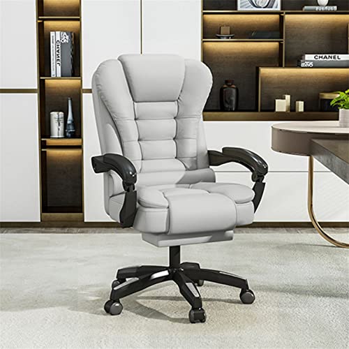 Drehbarer Schreibtischstuhl aus PU-Leder, ergonomischer Chefsessel mit Fußstütze, drehbarer Bürostuhl mit Liegefunktion, mit Armlehne und einziehbarer Fußstütze, für das Home-Office,khaki Run forward