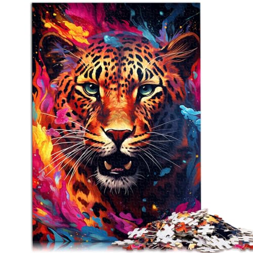 Puzzle-Geschenk, Bunter Psychedelischer Leopard und das Puzzle 1000 Teile für Erwachsene, Holzpuzzle, Familienspiele, Weihnachtsgeburtstagsgeschenke, 1000 Teile (50 x 75 cm)