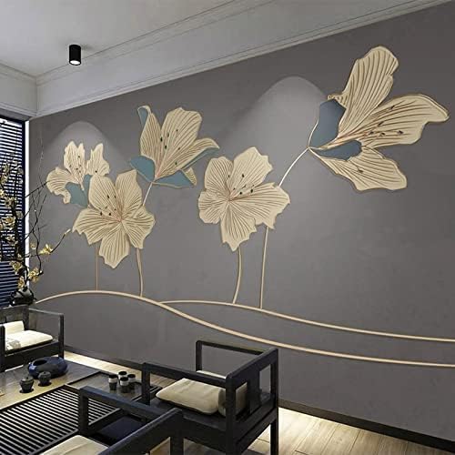 XLMING Handgemalte Blumen Leichtes Luxus-Goldgarn 3D Tapete Home Dekoration Wohnzimmer Sofa Schlafzimmer Tv Hintergrund Wand-350cm×256cm