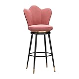 Moderne Barhocker mit niedriger Rückenlehne, mit Samt gepolsterte Barstühle mit schwarzem Metallrahmen, Barhocker in Barhöhe für Kücheninsel/Hausbar/Pub, Sitzhöhe 75 cm, Rosa, 1 STK Run forward