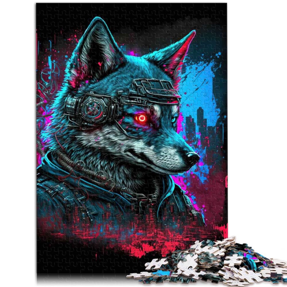 Spielzeug-Puzzle Wolf Neon Puzzle 1000 Teile für Erwachsene von Wooden Puzzles Familienspiel Stressabbau Schwieriges Herausforderungspuzzle 1000 Teile (50x75cm)