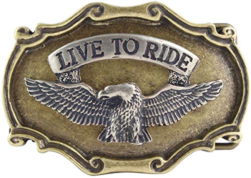 Gürtelschließe Adler Live to Ride 4,0 cm | Buckle Wechselschließe Gürtelschnalle 40mm Massiv | Druckknopf-Gürtel bis 4cm | bicolor g/s