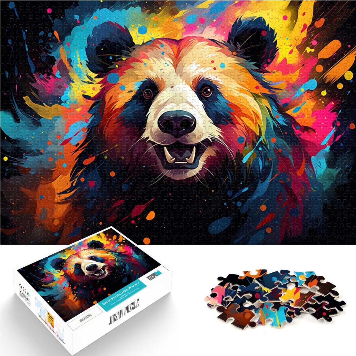 Puzzle zum Ausmalen eines Fantasy-Pandas, 1000-teiliges Puzzle für Erwachsene, Holzpuzzle, interessantes Puzzle zur Stressreduzierung, 1000 Teile (50 x 75 cm)