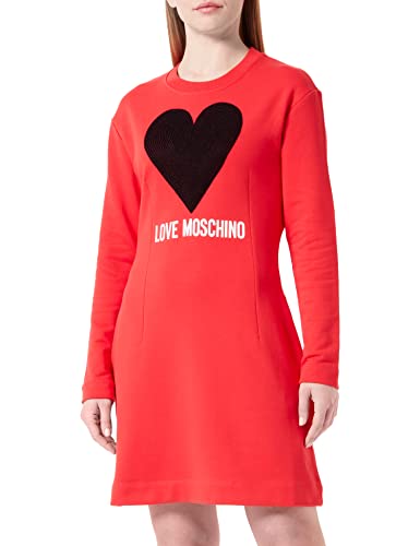 Love Moschino Women's Tight fit Long-Sleeved with Maxi Heart Dress, RED, 40