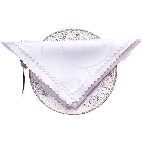 Wiederverwendbare Stoffservietten, 10 stücke Polyester Jacquard Wiederverwendbare Tisch Servietten Tuch for Hochzeit Abendessen Restaurant Kaffee Serviette(White)