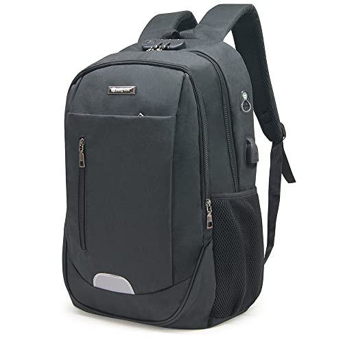 Waytex Unisex Lock USB Computer-Rucksack, Schwarz, Einheitsgröße