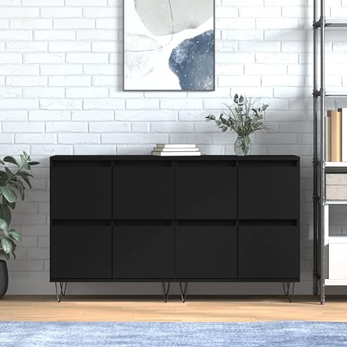 CCCINER Sideboards 2 Stk. Schwarz Holzwerkstoff,Edles Sideboard im zeitlosen Design Viel Stauraum für dein Zuhause