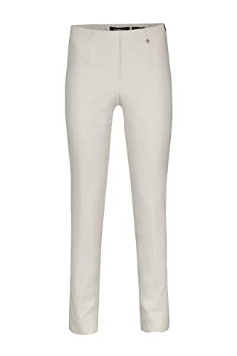 Robell Style Marie - Stoffhose Damen high Waist - Damenhose Power Stretch - Bengaline Stoff Hose mit Schlitz am Saum - Bitte eine Größe Kleiner bestellen - Creme, 52