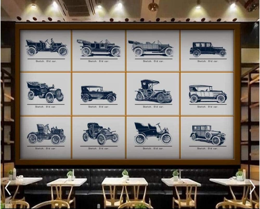 Klassische Oldtimer 3D Tapete Poster Restaurant Schlafzimmer Wohnzimmer Sofa TV Dekorative Wand-430cm×300cm