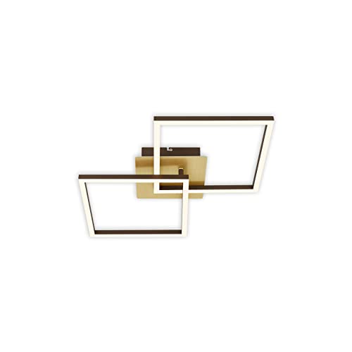 BRILONER Leuchten - Deckenlampe LED, Stufenweise Dimmbar, schwenkbare Deckenleuchte LED, LED Frame, Goldfarbig-Braun, 620x368x73 mm, 3210-017