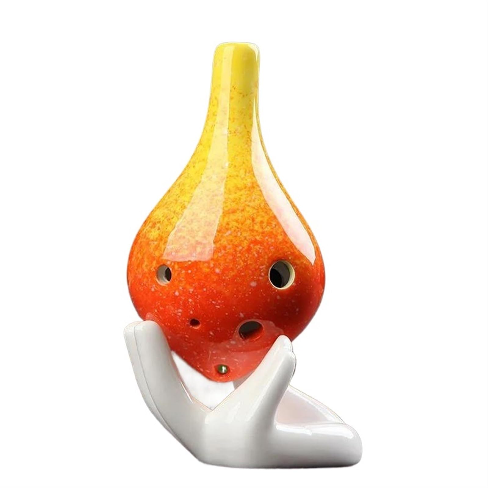 Okarina Allmähliche Veränderung Keramik Ocarina 6 Loch Farbe Keramik Anfänger AC Ton Instrument(Yellow orange)