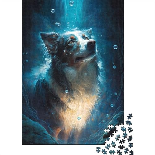 1000 Teile Puzzle für Erwachsene Puzzles Border Collie Hund Holzpuzzles Puzzles für Erwachsene Teenager Pädagogisches Stressabbau-Spielzeugpuzzle (Größe: 75 x 50 cm)