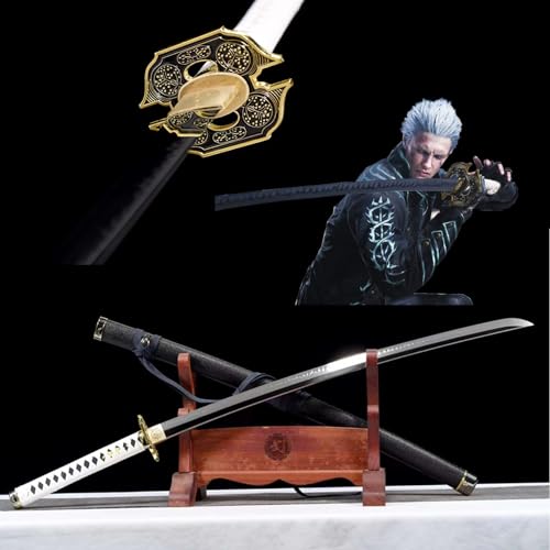 LQSMX sword 104cm Teufel May Cry 5 Vergil Anime Cosplay Schwert/scharf/Krieger Yamato Schwert/Dante Rebellion, Katana Schwert Real, voll handgefertigte Top Katana Schwert