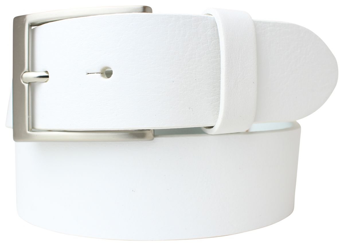 BELTINGER Hochwertiger Gürtel mit Edelstahl-Gürtelschnalle aus Vollrindleder 4 cm | Jeans-Gürtel für Damen Herren 40mm | Vollleder-Gürtel | Weiß 90cm